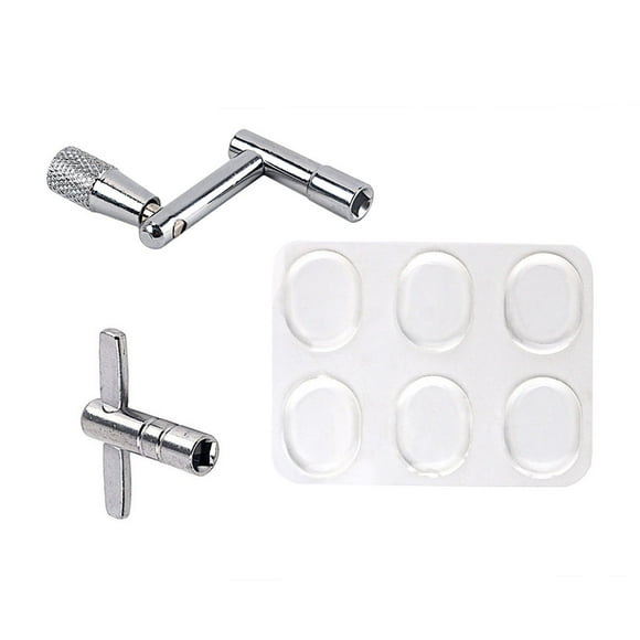 Yuarrent Snare Drum Mute Pads Set Transparente Sticky T Shape Spanner Absorbente de golpes Instrumento de control de tono Suministro Principiantes Niños Accesorios para instrumentos musicales Yuarrent OD026248-00