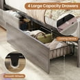 thumbnail image 3 of Queen Rustic Bed Frames With Storage Headboard Bookcase, Farmhouse Wooden Platform Panel Bed with 4 Drawers & Charging Station, No Boxing Need, Vintage Gray, 3 of 10