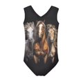thumbnail image 2 of NETILGEN Running Horse Print Swimsuits One Piece Kids Breathable Skin-Friendly Sleeveless Toddler Girl Bathing Suit / Summer Beach Swimsuit Coverup for Kids 3-4Y, 2 of 4