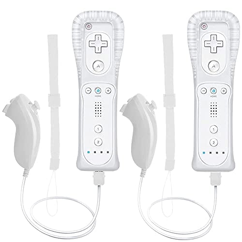 Wii Remote Controller,2 Packs Upgrade Wireless Controller Compatible with Wii Wii U Console(White and White)