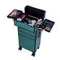 thumbnail image 4 of Zeng Rolling Makeup Case with Drawers Train Case Makeup Trolley Case,Dark Green, 4 of 10