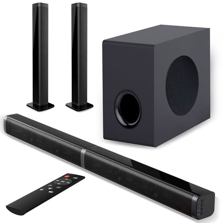2 in 1 Separable Sound Bar for Smart TV with Subwoofer, Bluetooth 5.0 Surround Sound System for TV, 80W 37 Inch Soundbar for Home Theater, ARC/Optical/USB & Remote TV Speakers, 6 EQ Modes