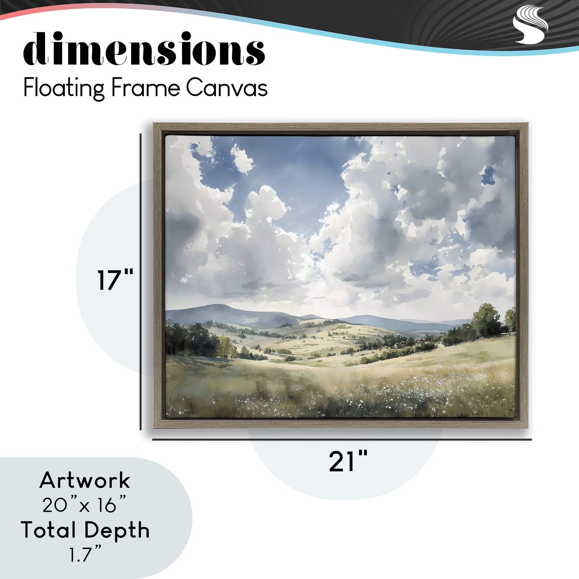 Stupell Industries Cloudy Hills Meadow Brown Framed Floater Canvas Wall Art, design by Franklyn Gregory