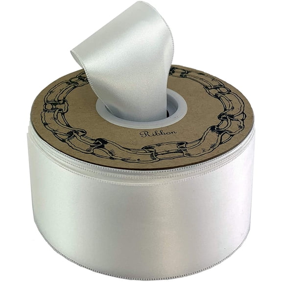 Satin Fabric White Wedding Ribbon - 2" x 50 Yards, Easter, Spring, Reception, 4th of July, Mother's Day, Anniversary, Gift Wrapping, Birthday, Fundraiser, Veterans Day, School Colors, Baby Shower