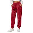 thumbnail image 5 of THNCYX Women Solid Color Elastic Waist Casual Sweat Pants With Side Pockets Relaxed Wide Drawstring Trousers, 5 of 9
