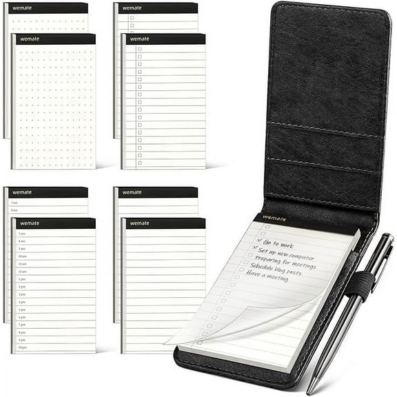 WEMATE Notepad Holder Set,for Meetings, Daily Records, and Notes Black