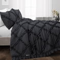 thumbnail image 2 of SGI Bedding 3 Piece Cotton Diamond Ruffle Duvet Cover Dark Gray Solid 600TC Queen, 2 of 8