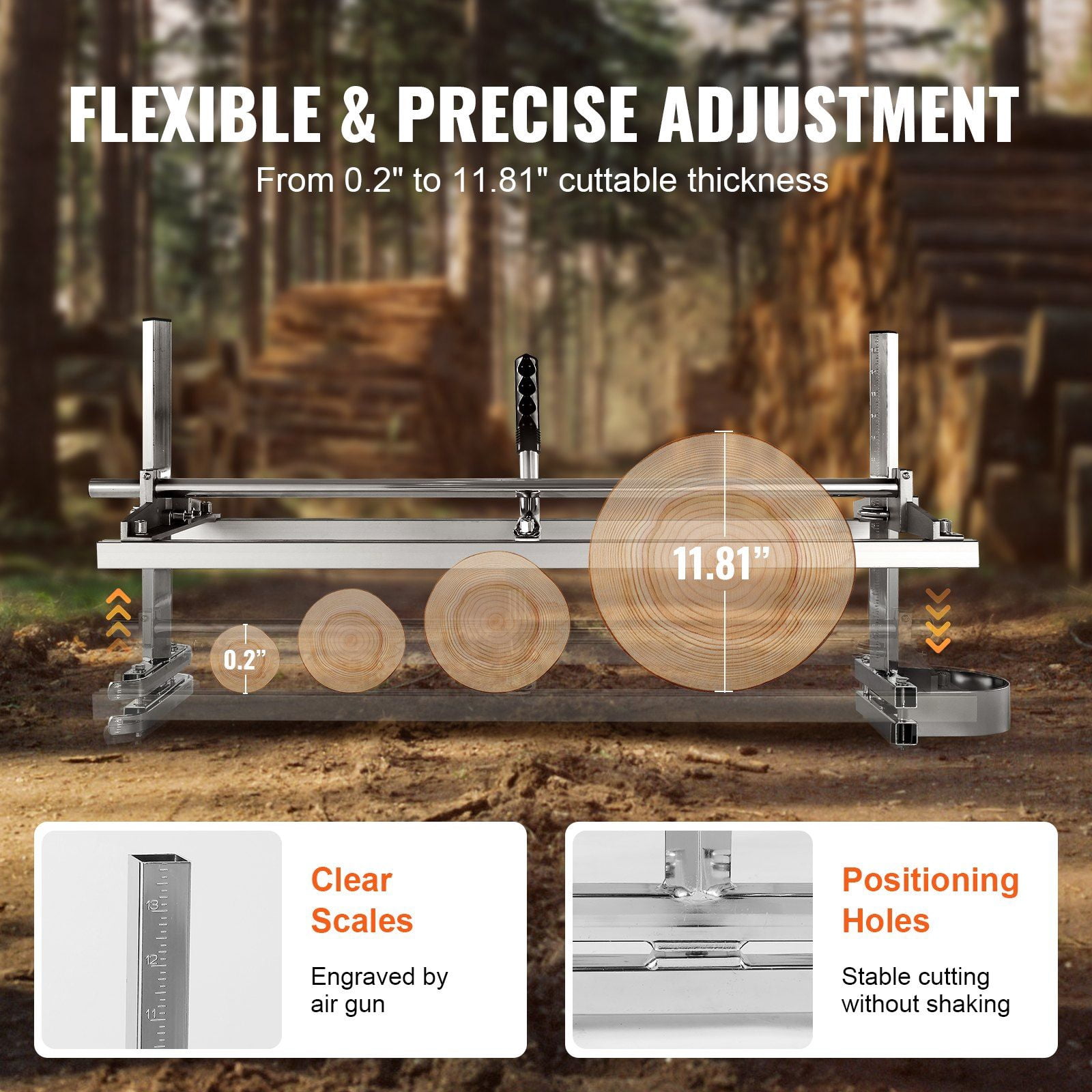 14"-36" Chainsaw Mill - Portable Sawmill Attachment for Wood Lumber Cutting (0.2"-11.81" Thickness) - Galvanized Steel Construction - Compatible with Most Chainsaws