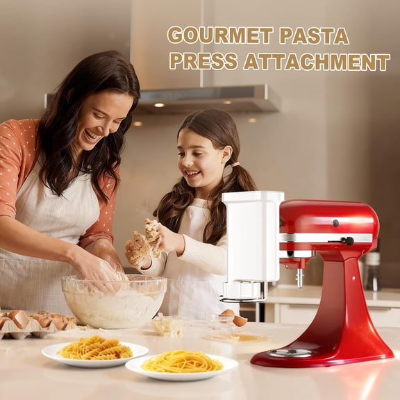 Gourmet Pasta Press,Pasta Attachment for Kitchenaid Stand Mixer,Kitchen aid Pasta Maker Attachments with 5 Plates for Spaghetti,Bucatini,Fusilli and Macaroni,Pasta Maker by Kitchwiyte