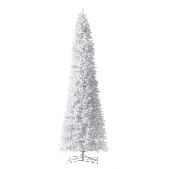 Nearly Natural 13ft. Prelit Slim White Artificial Christmas Tree, White