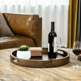 thumbnail image 3 of KINGCRAFT 20 x 20 inches Large Round Ottoman Table Tray Wooden Solid Serving Tray with Handle Black Walnut Circle Platter Decorative Tray for Oversized Ottoman Home Breakfast in Bed Tea Coffee, 3 of 7