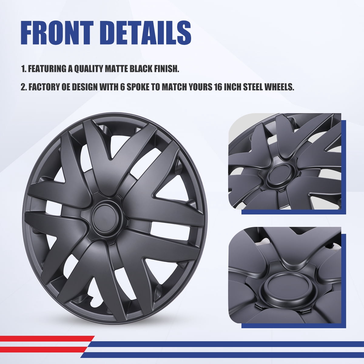 4 Pack 16 inch Steel Wheel Hubcaps for 2004-2010 Toyota Sienna,Wheel Rim Cover,Snap-On Installation,PP,Black Matte