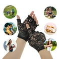 thumbnail image 4 of Unique Bargains 1 Pair Sunblock Fingerless Gloves Floral Half Finger Sun Block Driving Gloves for Women Black, 4 of 5