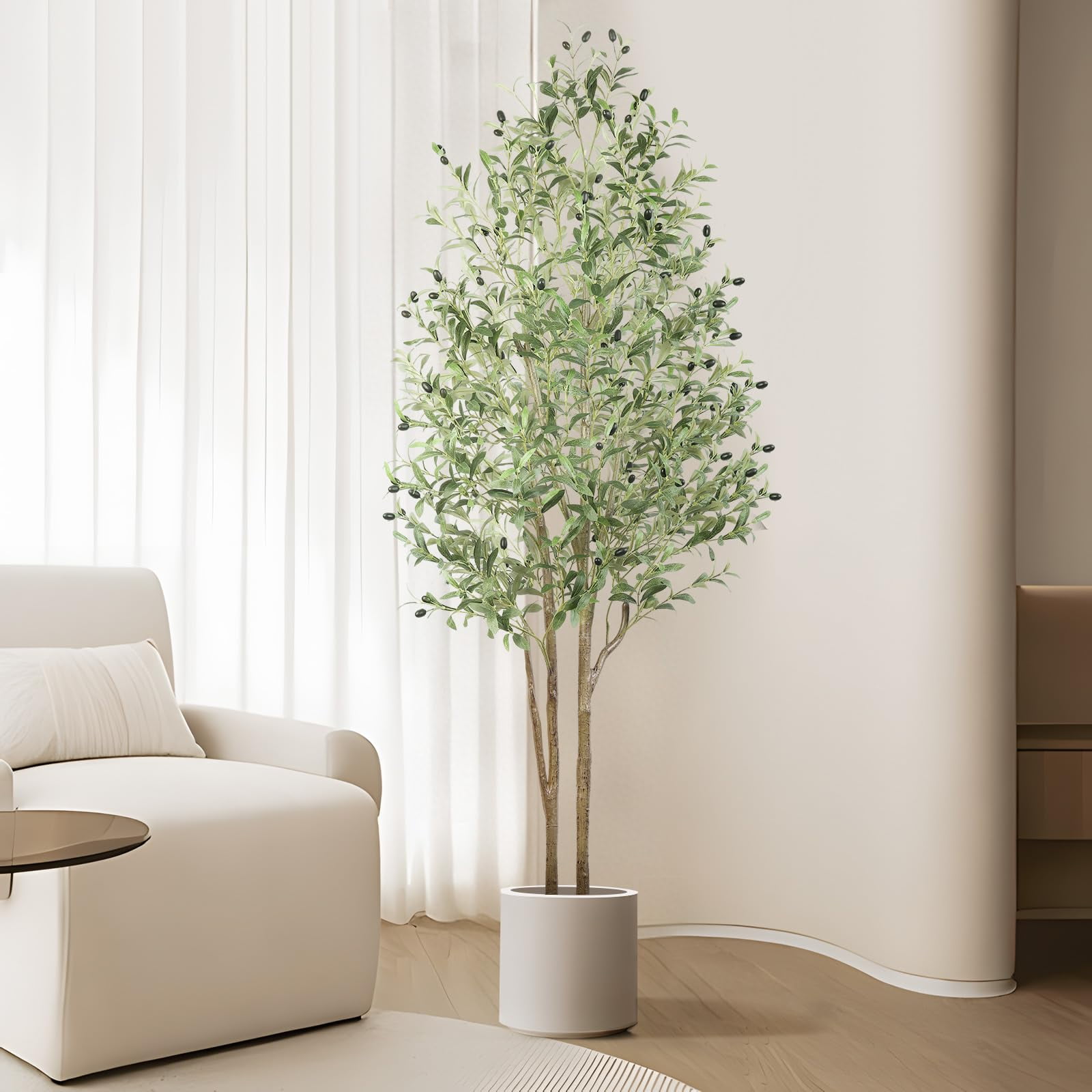 Lolsea 6-Foot Artificial Olive Tree with Natural Wood Trunk photo 3