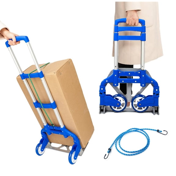 Folding Hand Truck, 180lbs Capacity Portable Aluminum Hand Cart, Lightweight Collapsible Dolly with Bungee Cord for Luggage, Moving & Office Use