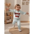 thumbnail image 5 of BemeyourBBs Toddler Baby Boy Valentines Day Outfits Letter Embroidery Long Sleeve Striped Sweatshirt and Joggers Pants Set Spring Clothes, 5 of 9