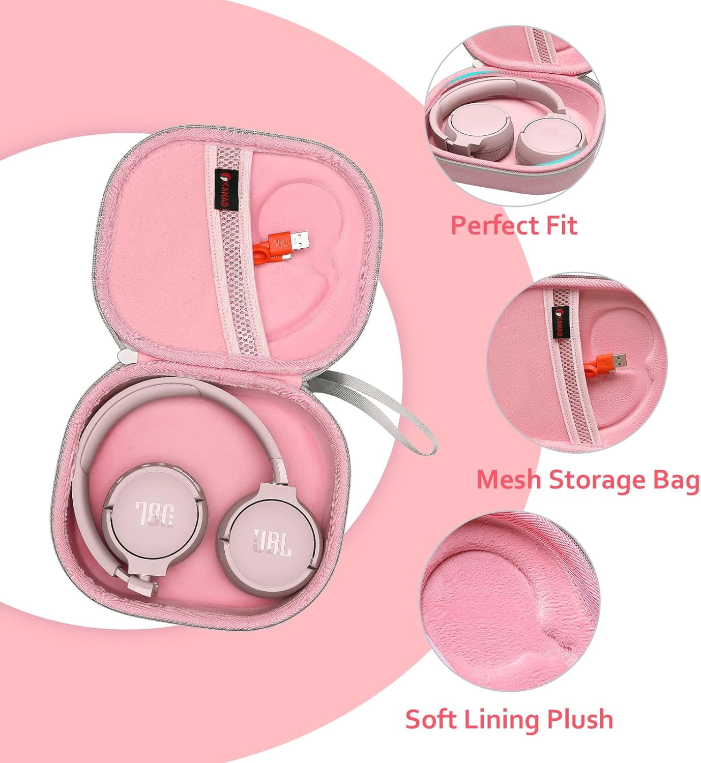 XANAD Pink Case for JBL Tune 520BT/720BT/510BT/660NC/700BT