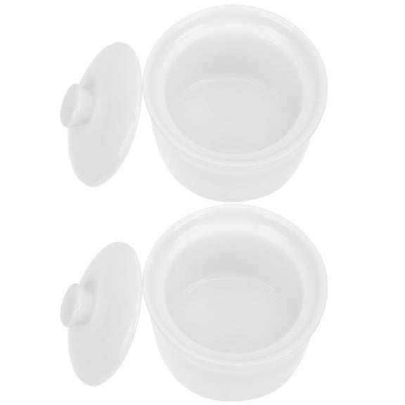 NIAIZEK White Ceramic Steam Bowls with Lids, 2-Piece Set for Stewing, Ideal for Hotels, Parties, Kitchen, and Home Use
