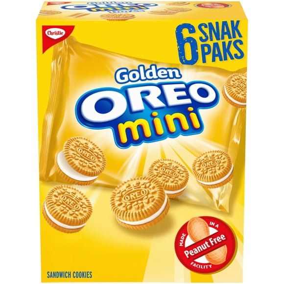 OREO, Mini Golden Cookies, Made in a Peanut-Free Facility, Individually Wrapped, Snack Pack, School Snacks, 150 g (6 Pouches)