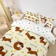 thumbnail image 3 of Homewish Cartoon Dachshund Animal Twin Duvet Cover,I Love Pets Print Twin Bedding,Yellow,Polkadot Reversible,2-Piece,1 Duvet Cover and 1 Pillowcase, 3 of 6