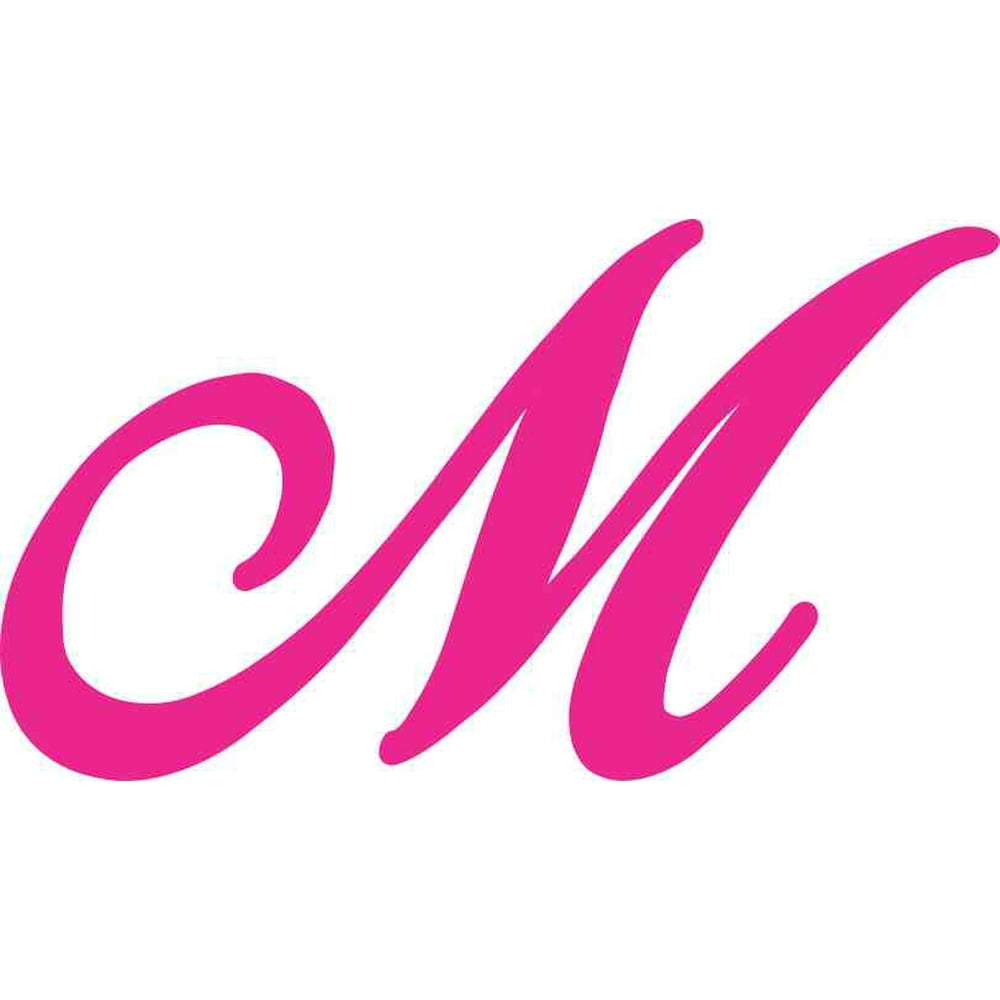 5.25in x 3in Pink Cursive M Monogram Sticker Fancy Vinyl Vehicle