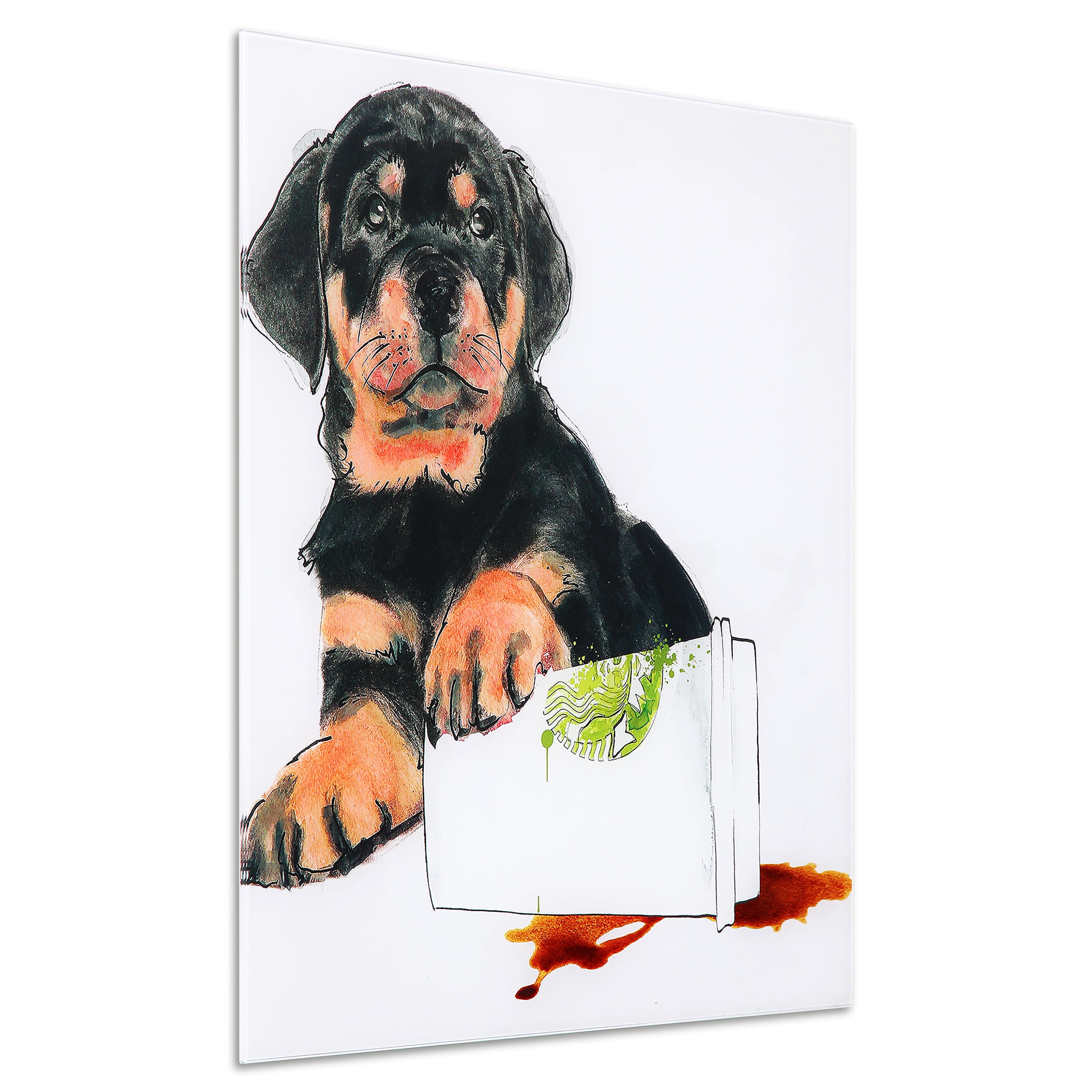 Empire Art Direct Java's Paw Frameless Free Floating Tempered Glass Panel Graphic Dog Wall Art, 20" x 20", Ready to Hang
