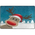 thumbnail image 4 of Dreamtimes Reindeer Red Nose Non-Slip Area Rug 72"x48", Winter Snow Soft Non Slip Washable Floor Mats for Indoor Front Porch,Living Room, Bedroom,Kitchen, 4 of 5