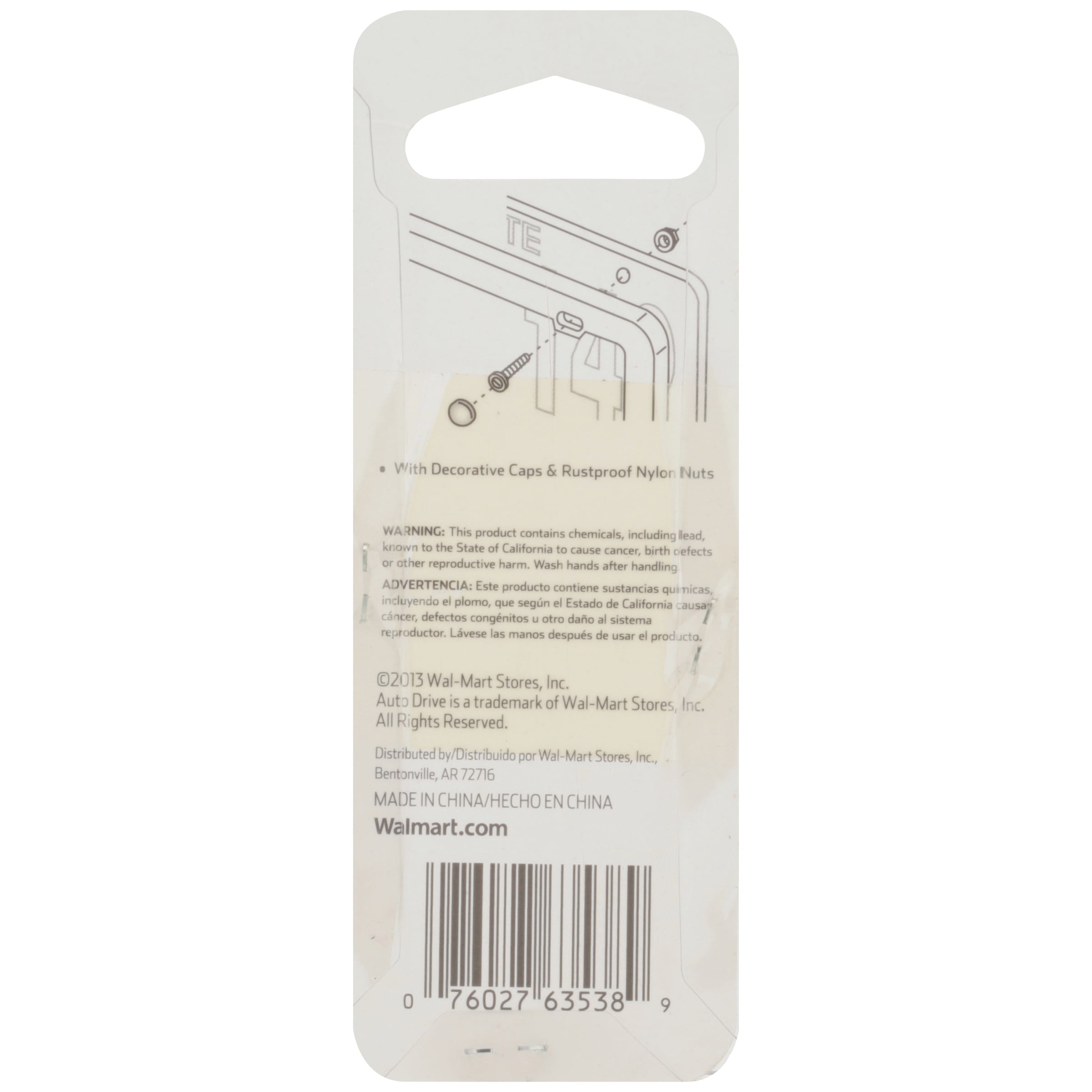 AutoDrive License Plate Fasteners with caps, Silver, 8PC, 1pk, 22-1-63538-W