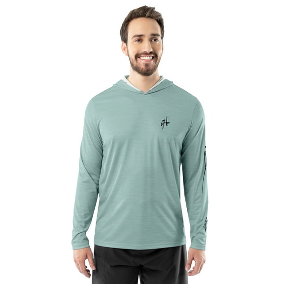 GH BY GUY HARVEY Men's Long Sleeve Performance Fishing Graphic Hoodie, Surf Spray, L