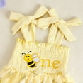 thumbnail image 4 of Hiijoy Newborn Girls Summer Outfits Cartoon Bee Print Smocked Mesh Romper & Headband Set, 4 of 5
