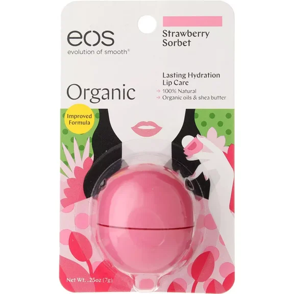 4 Pack EOS Evolution of Smooth Strawberry Sorbet Lip Balm 0.25 Oz Each