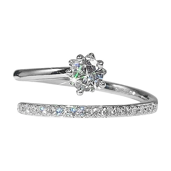 Rings Set Zircon Ring for Women Fashion Jewelry Popular Accessories for Wife (Silver )