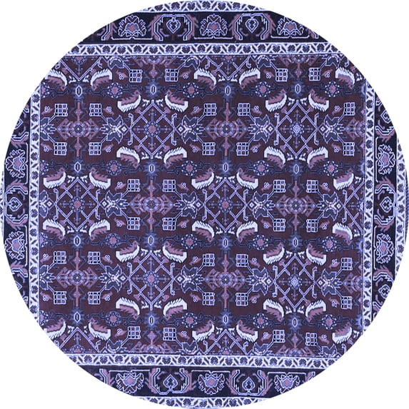 Ahgly Company Machine Washable Indoor Round Persian Blue Traditional Area Rugs, 8' Round