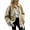 Khaki, variant on Female Trendy Jackets Fall Contrast Collar Zip Up Cotton Oversized Casual Cargo Barn Jacket Khaki M