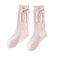thumbnail image 3 of Toddler Girls Knee Hight Stocking Solid Color Bowknot Soft Long Socks 2-8 Years, 3 of 7