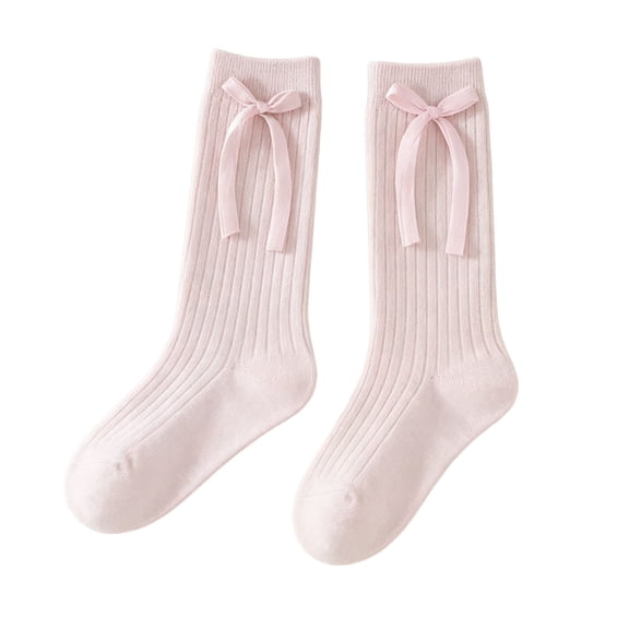 Dlentnea Knee High Socks for Girls Stockings Bow Ruffles Dress Kids Long Socks School Uniform Casual Clothes