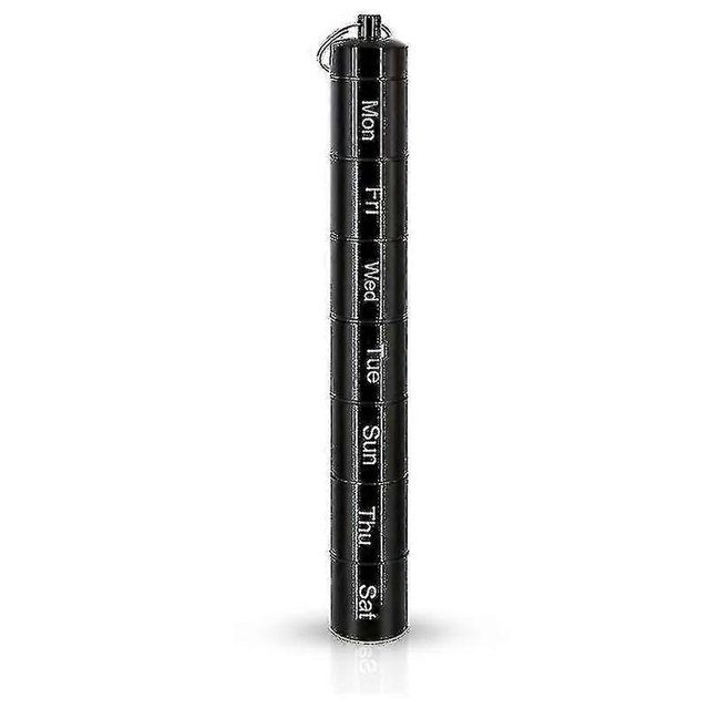 Waterproof Pill Box Metal Storage Weekly Pill Organizer Detachable(black)