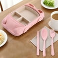 thumbnail image 4 of YINGQING Come With Cutlery And Cup， Car Shaped Tableware Set For Kitchen And Dining Table Car Dinner Tray Fiber Plastic For Boys And Girls With Separate Plates Cutlery And Water Cup, 4 of 4