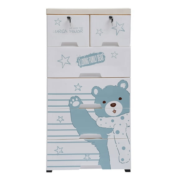 Modern Polar Bear Plastic Dresser 66lbs Load-bearing Capacity Storage Cabinet with 6 Drawers Closet Drawers Tall Dresser Organizer for Clothes Playroom Bedroom Furniture Free Standing Mounting Type