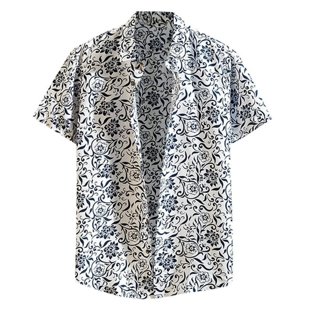 PENGXIANG Chemises de Mode d'Été pour Hommes Manches Courtes Décontractées Hauts de Plage Blouse Ample Décontractée