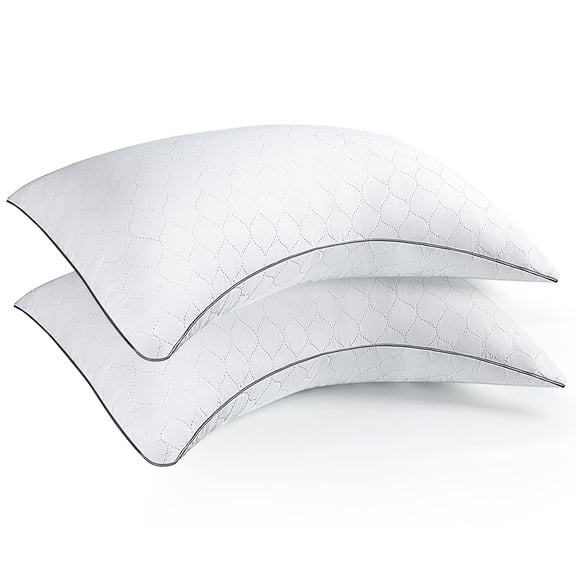COOKEY Side Sleeper Pillow Queen Size Set of 2, 20"x30" Crescent Pillow for Side Sleepers, Medium Firm Side Sleep Pillow with Shoulder Curve, Down Alternative White Bed Pillows