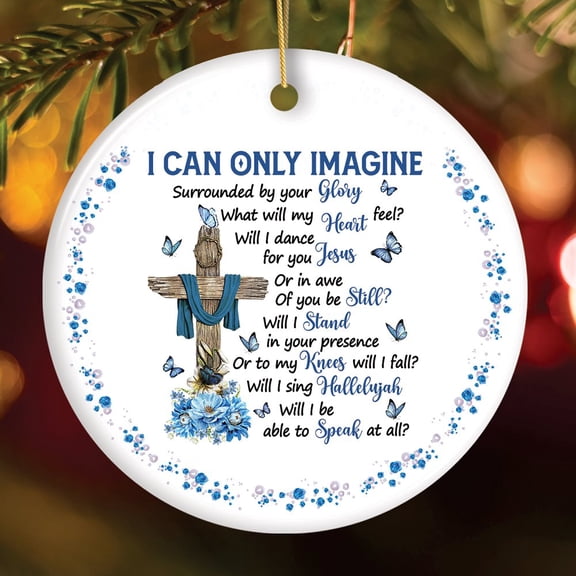 OrnamentallyYou Jesus Religious Quote and Cross Ornament, White
