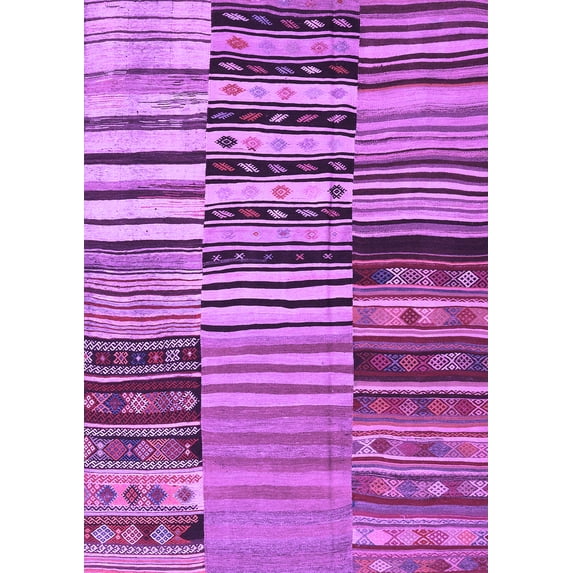 Ahgly Company Indoor Rectangle Patchwork Purple Transitional Area Rugs, 5' x 7'