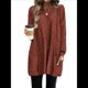 thumbnail image 1 of Camisas de Larga para Mujer Suéteres Largos con Bolsillos Tops Tipo Túnica Corte Holgado Rojo Ladrillo XL, 1 of 8