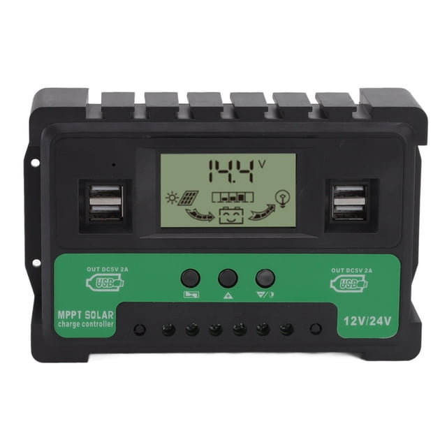 Controlador solar de 12 V y 24 V, regulador de carga y descarga fotovoltaica, pantalla LCD, salida USB dual, 30 A