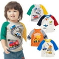 thumbnail image 5 of YTDSCS Kids Toddler Boys Crewneck Tees Sweatsuit Baby Spring Fall T Shirts Crewneck Pullover Medium Long Sleeves Cotton Car Cartoon Print Top T Shirts S Clothes for 2-8Y, 5 of 9