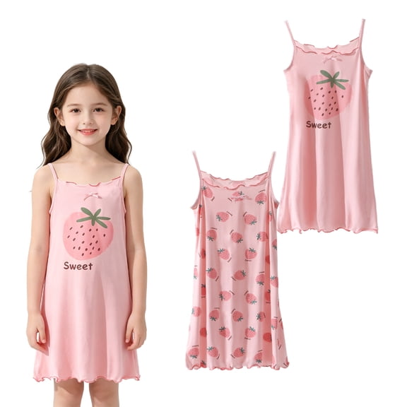 HuaAngel 2-Piece Girls Soft Nightgowns Lightweight Breathable Sleepwear Sizes 4-14