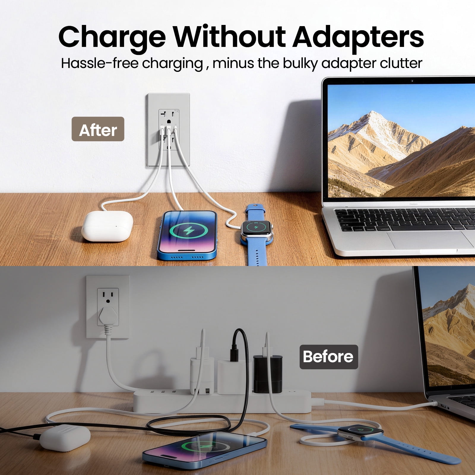 USB Outlets Receptacles, 3 Port USB C Wall Outlet, 30W 6.0A USB Electrical Outlet, 15 Amp Tamper Resistant Outlet with USB C Ports, UL Listed, Wall Plate Included