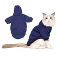 thumbnail image 2 of Winter Dog Hooded Sweatshirt Cotton Fleece Pet Blouse for 2-30 Lbs Small Medium Dog Windproof Cold Weather Mountaineer Coat Outdoor Outfit,Navy Blue Size XL, 2 of 9