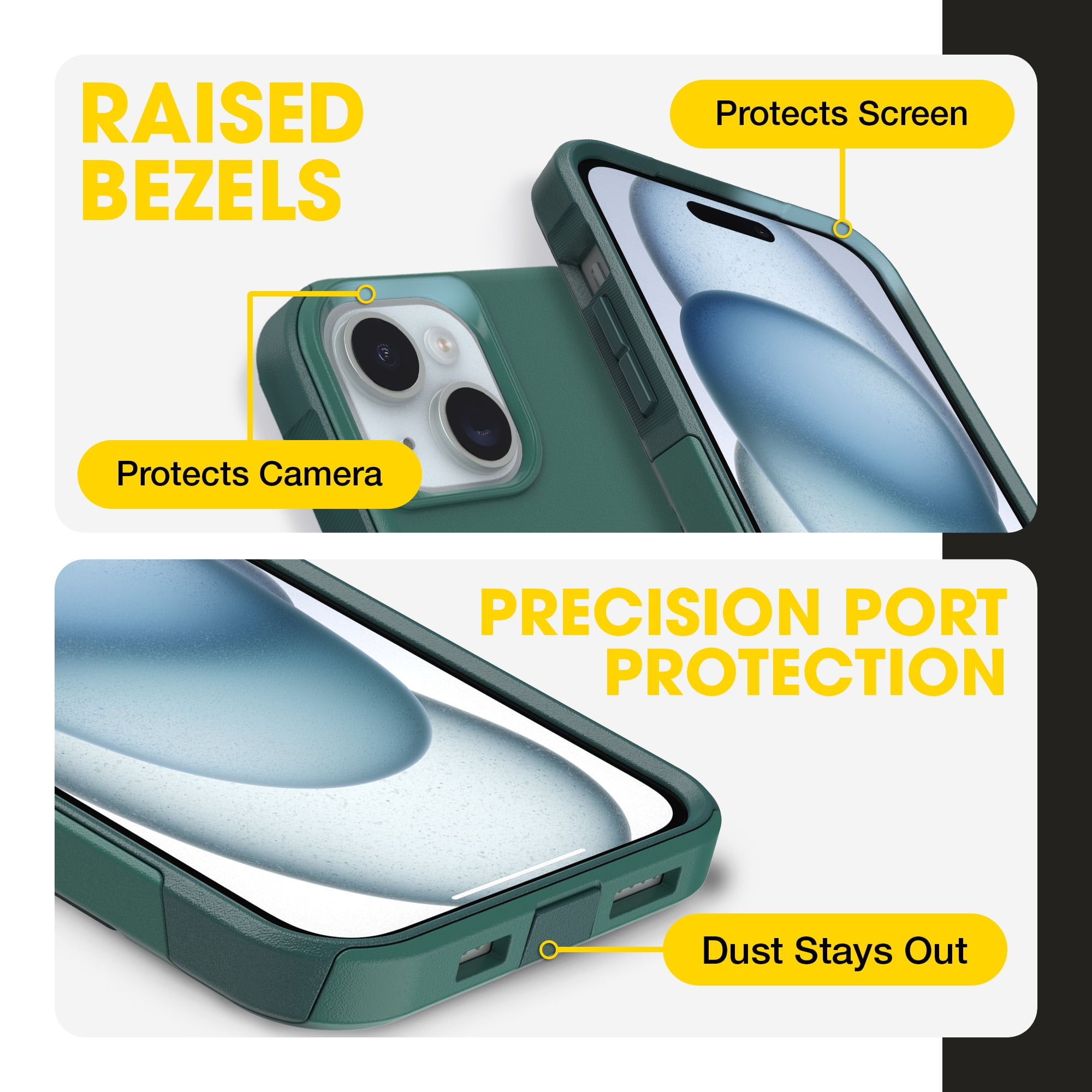OtterBox iPhone 16e, iPhone 15, iPhone 14, and iPhone 13 Commuter Series Case - MagSafe Edition - Green, Slim & Tough, Pocket-Friendly, with Port Protection - Get Your Greens